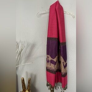 NWT Chilean Alpaca 100% Pashmina.  Pink & Purple with shades of grey and brown.